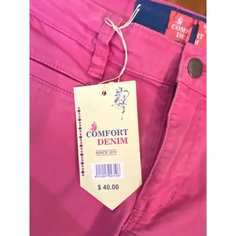 Comfort Denim Pink Cropped Pants‎ Womens Size 10 Capris Mid Rise Stretch New